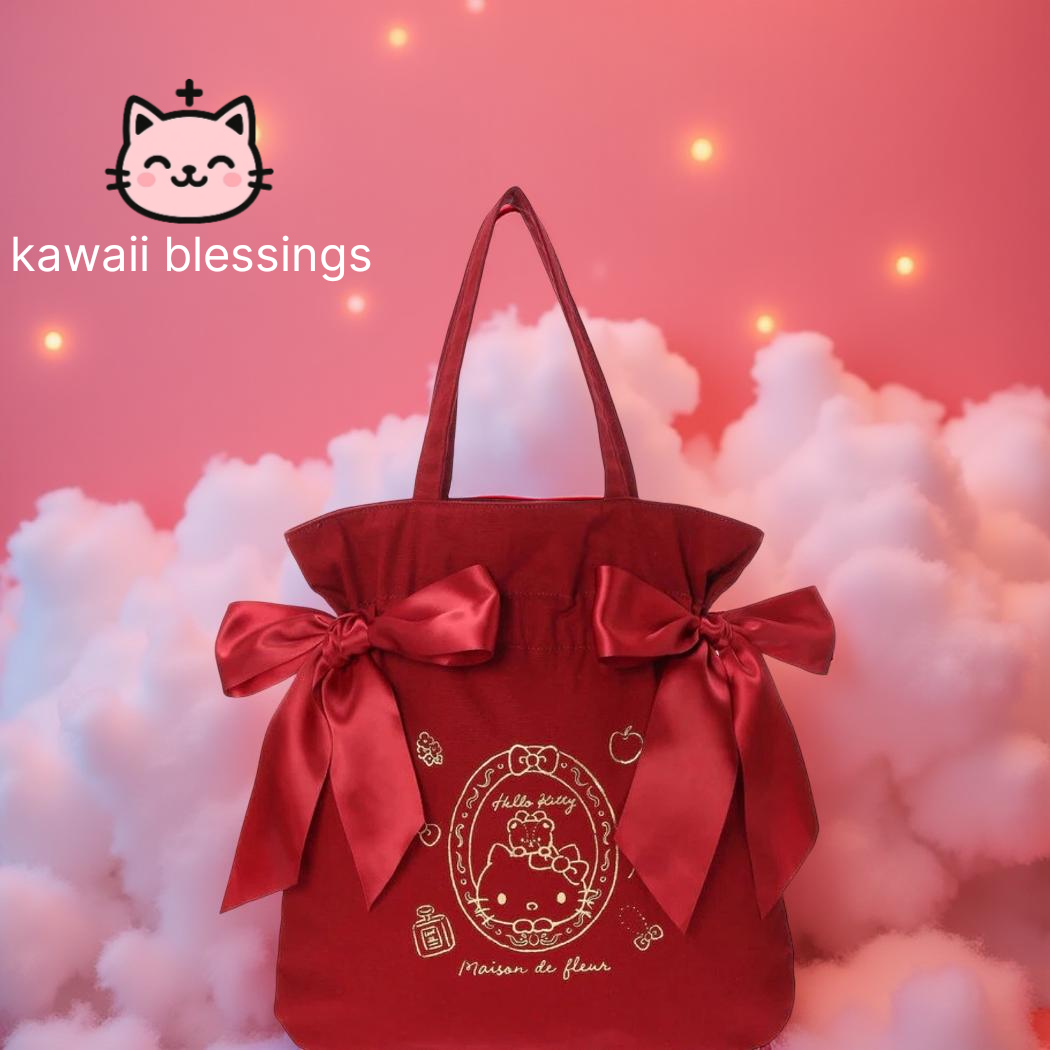 Maison de Fleur Sanrio Bag Hello Kitty Ribbon Tote Bag ( charm not included)