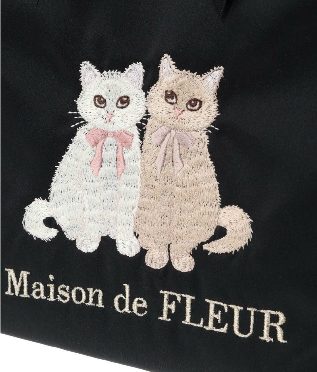 Maison de FLEUR Cat Embroidered Canvas Tote Bag
