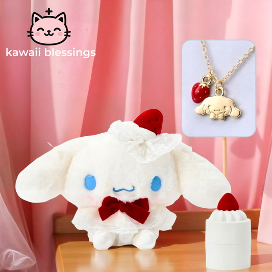 Sanrio Cinnamoroll Plush & Necklace (Shortcake) Accessory Case Gift